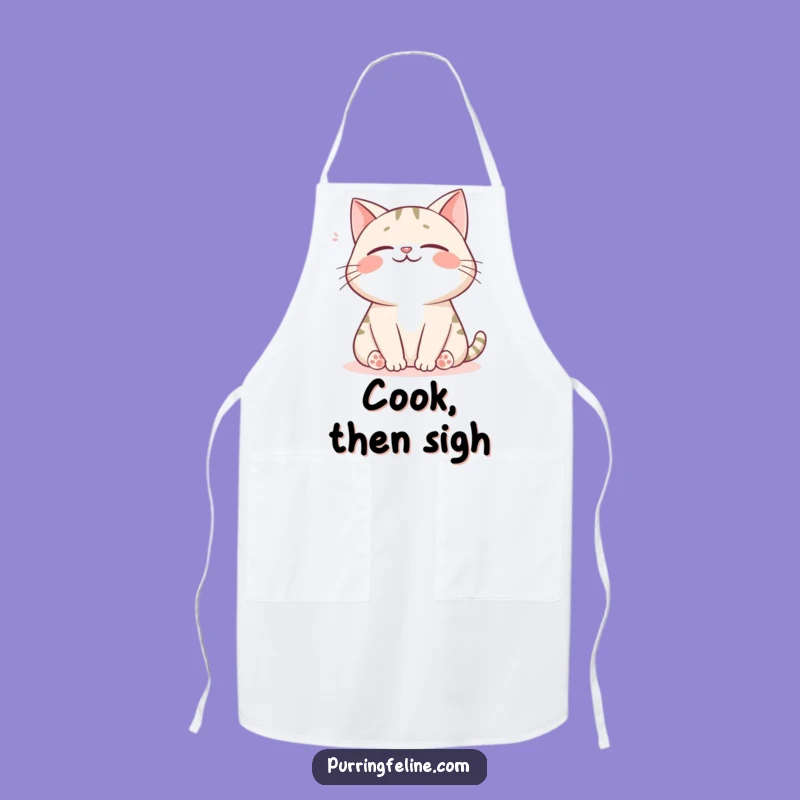 Happy Sigh Cat Apron - Funny Gift for Relaxed Kitchen Moments