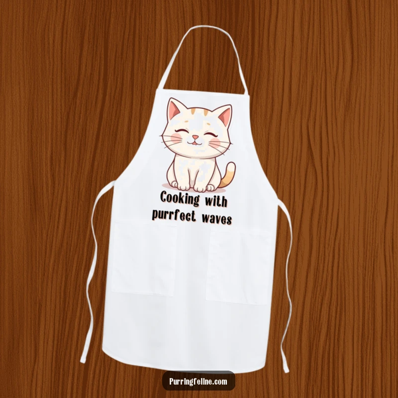 Funny Apron: A gentle cat’s purr creating a visual ripple effect, adding a peaceful and humorous touch to cooking.