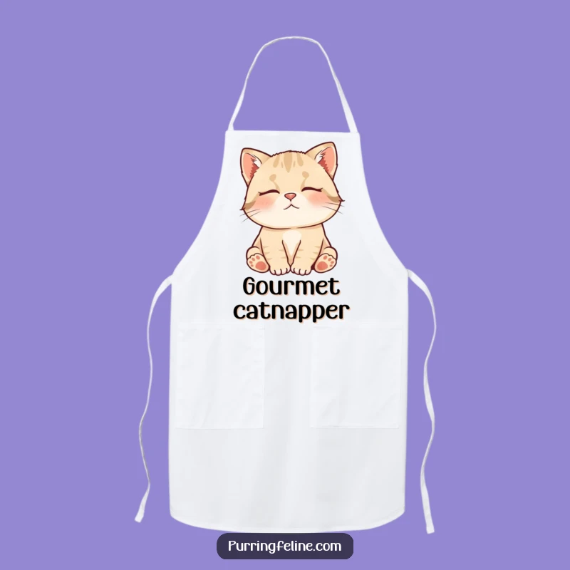 Funny Contented Cat Cub Murmuring Apron - Kitchen Humor & Practical Gift