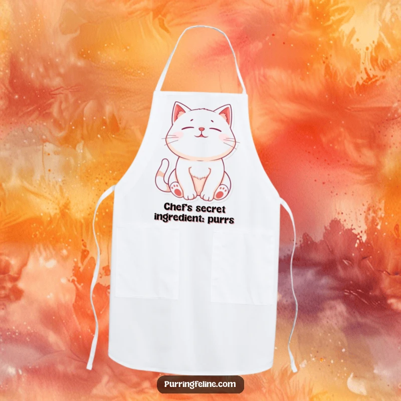 Funny Relaxed Cat Apron: A humorous apron featuring a cat whose chest gently rises and falls with gentle purrs.