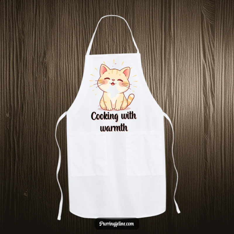 Funny Apron: A purring cat radiating warmth through its gentle hum, adding a comforting and humorous touch to cooking.