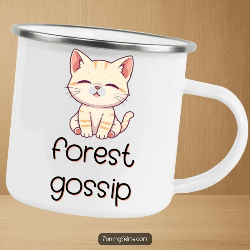 Funny Cat Camping Mug: A serene cat cub listens intently, a focused and durable mug for outdoor enthusiasts.