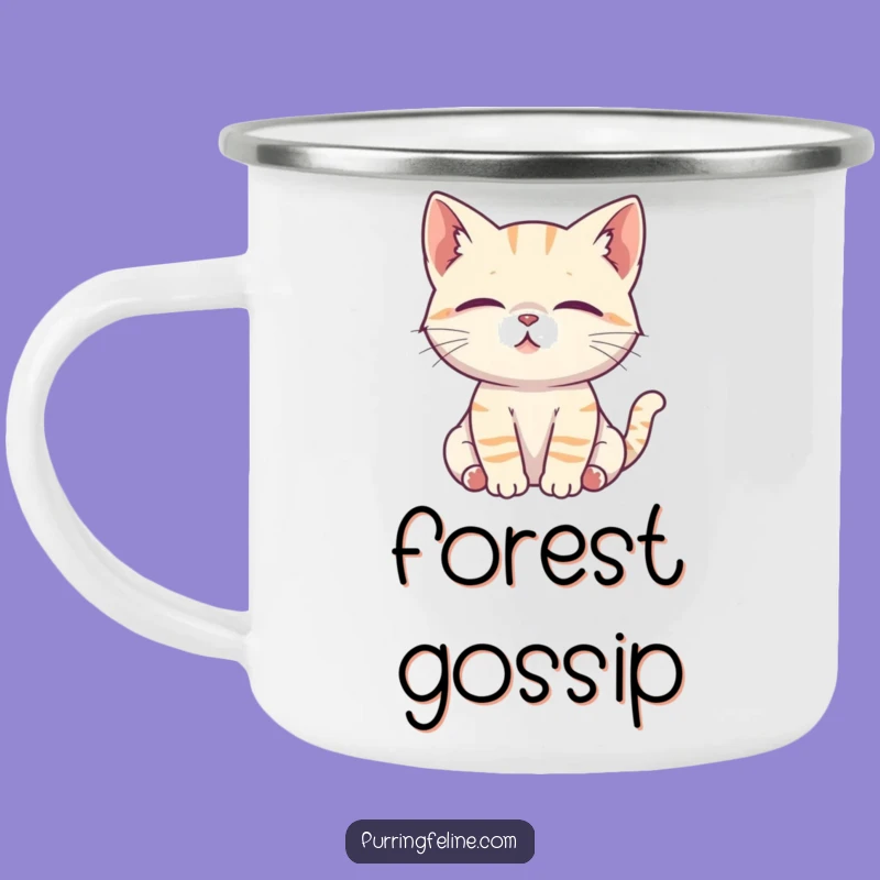 Funny Attentive Cat Cub Camping Mug - Focused Sips for Outdoors