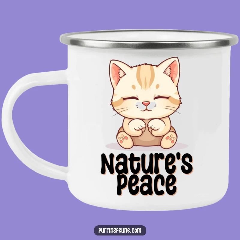 Funny Calm Cat Cub Camping Mug - Peaceful Sips for Outdoors