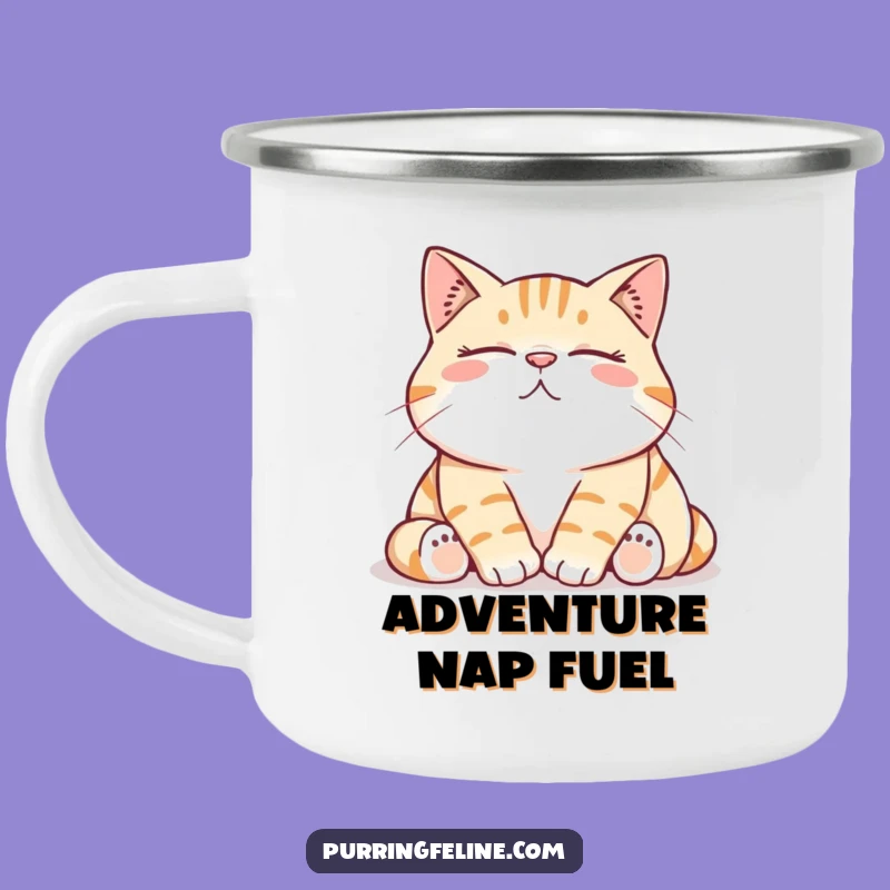 Funny Cat Camping Mug: Enjoy Hot Drinks with the Contented Rumble, Outdoor Hilarious Cup