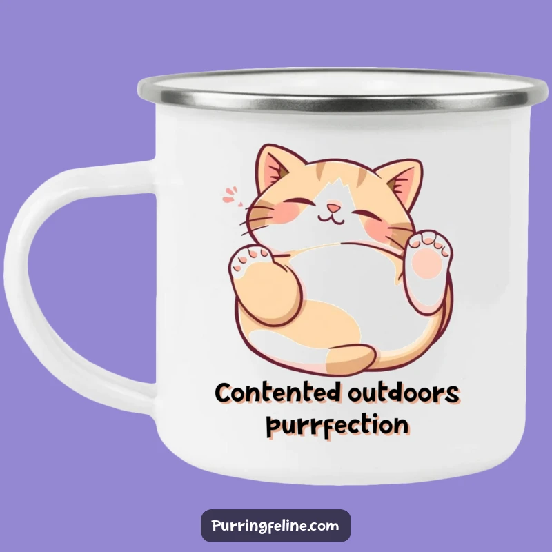 Funny Cat Kneading Camping Mug: Outdoor Gift for Cat Lovers, Sip with Feline Joy