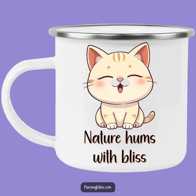 Funny Content Cat Vibrating Camping Mug: Outdoor Bliss with Zen Feline, Great Funny Gift