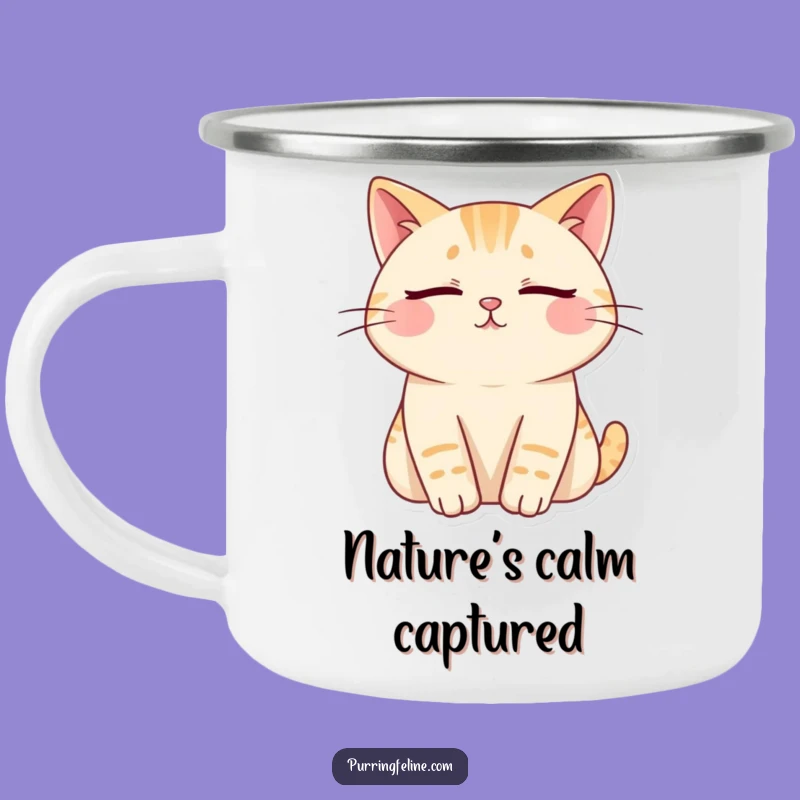 Funny Content Cat Zen Camping Mug - Relaxed Adventures Await!