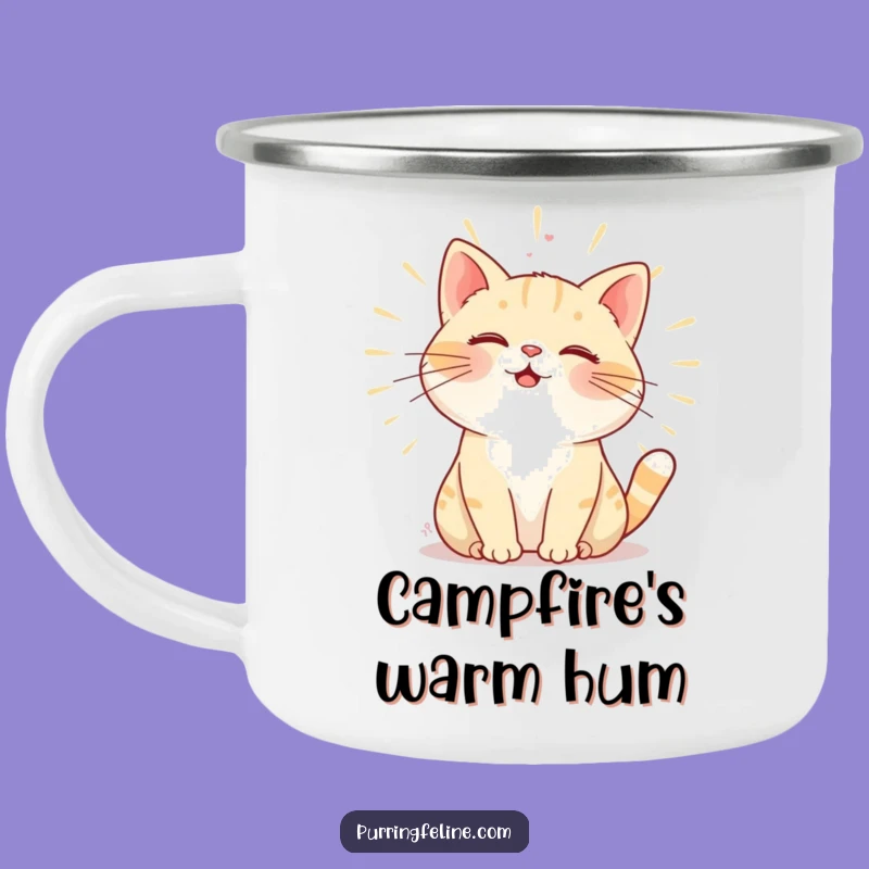 Funny Warm Purring Cat Camping Mug - Hum Outdoor Cup, Adventure Cat Gift
