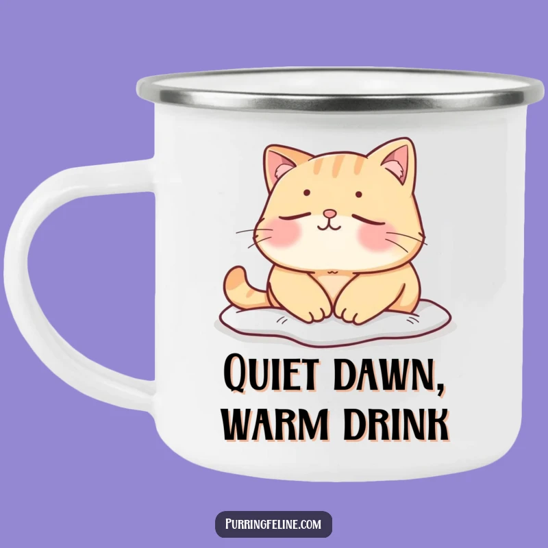 Funny Mellow Cat Camping Mug: Peaceful Campfire Moments