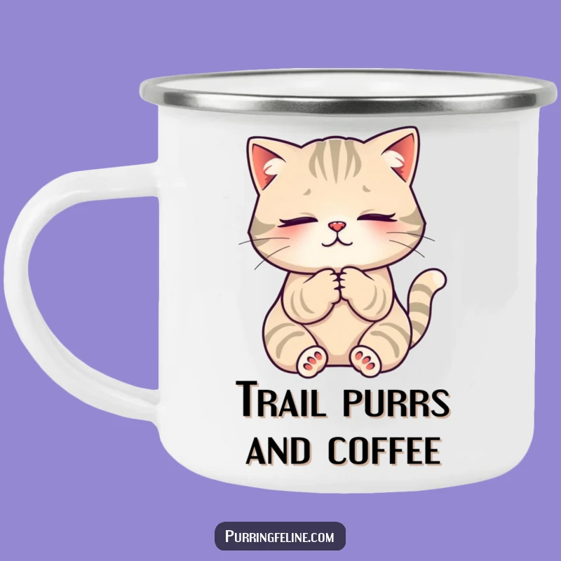 Funny Cat Kneading Camping Mug - Serene Outdoor Coffee Cup, Adventure Cat Gift