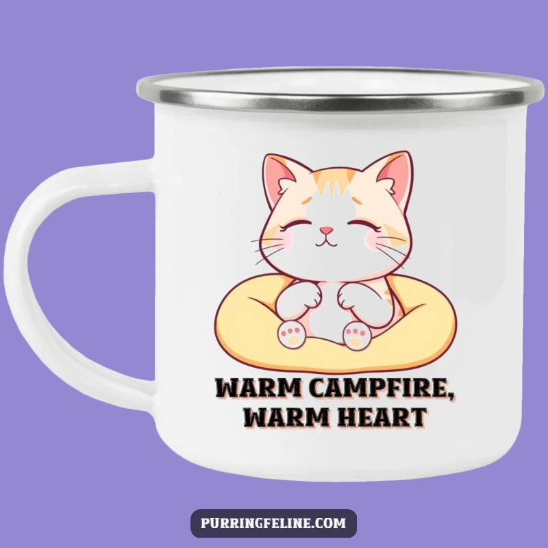 Funny Serene Cat Camping Mug: Cozy Campfires with Lap Purrs