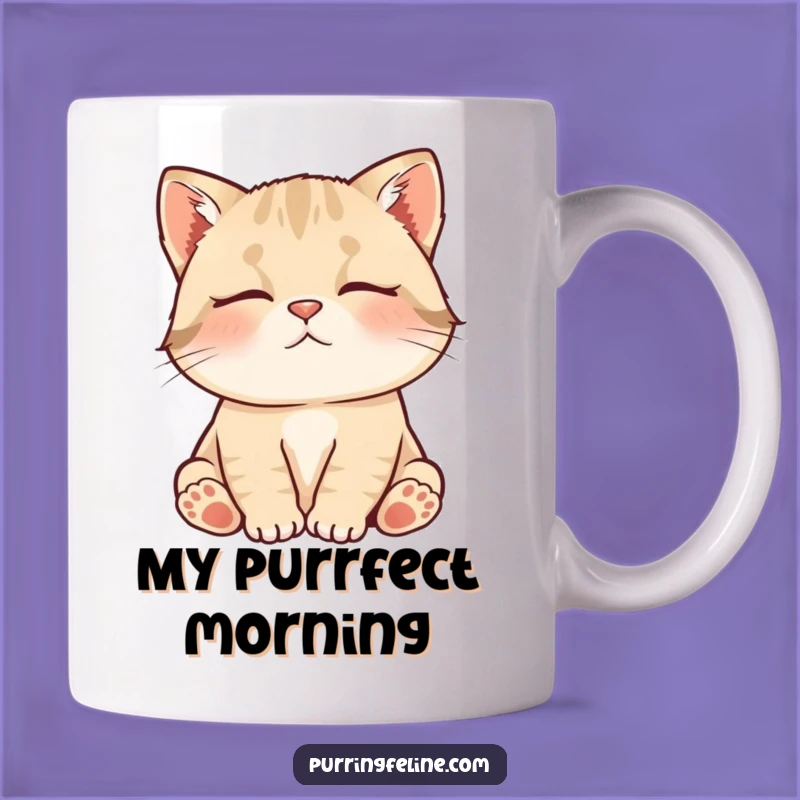 Funny Contented Cat Cub Murmuring Softly Mug - Perfect Peaceful Gift