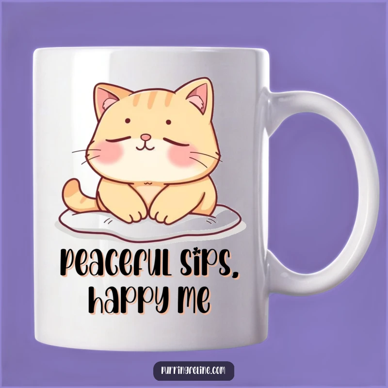 Funny Mellow Cat Mug: Peaceful Quiet Moment Design, Great Calm Gift