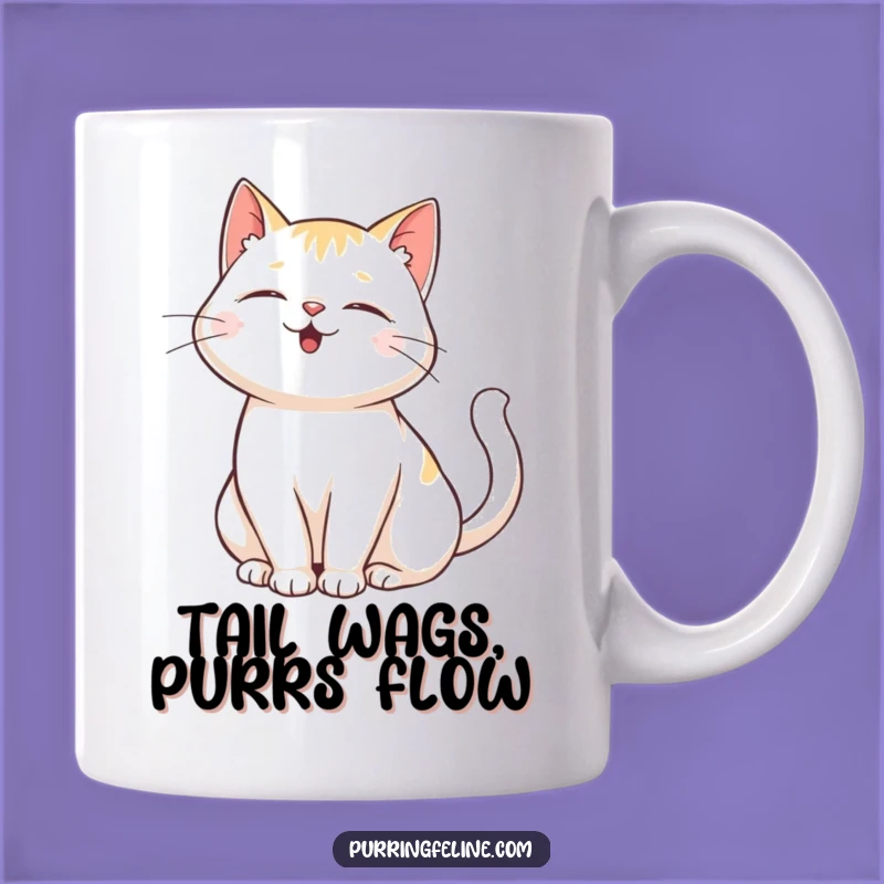 Funny Purring Cat Mug: Joyful Gift for Cat Lovers Whose Tails Sway with Happiness