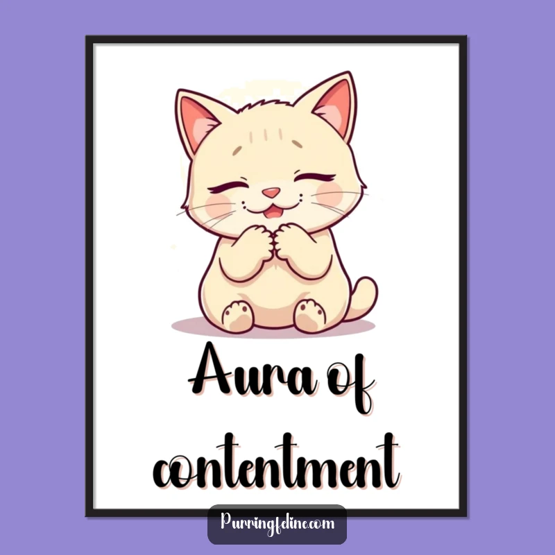 Funny Cat Zen Digital Art: Instant Serene Decor