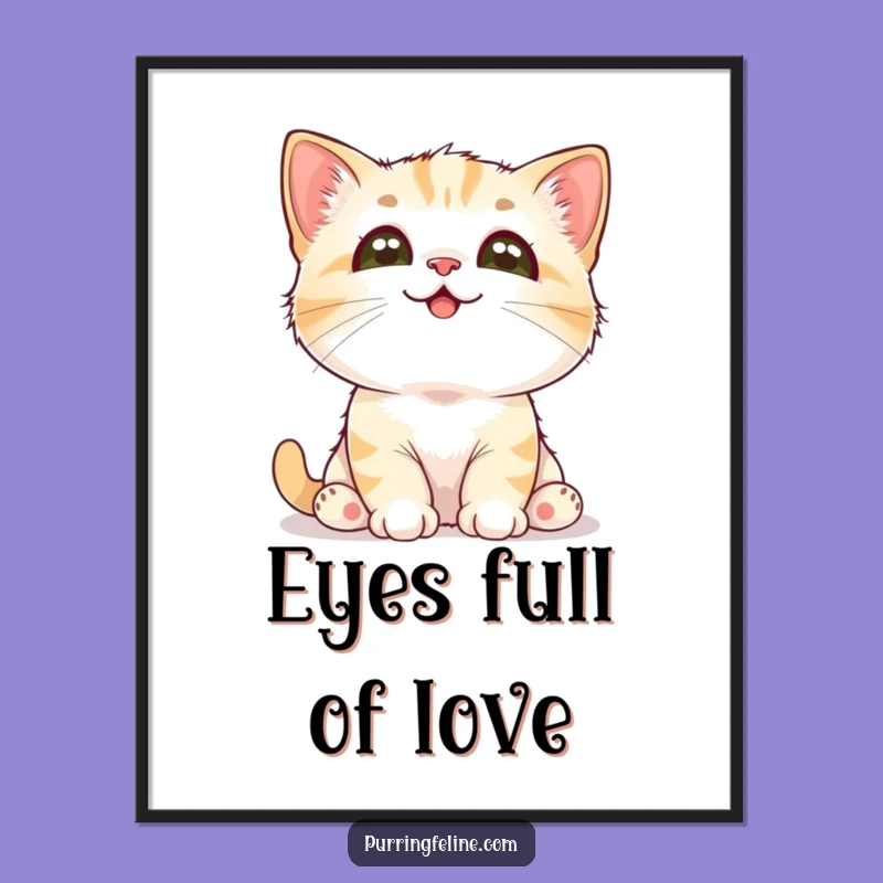 Funny Adoring Cat Cub Digital Art - Instant Cuteness for Your Walls