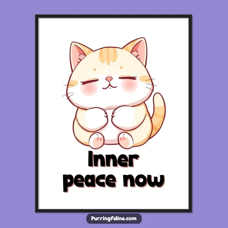 Funny Content Cat Purring Digital Art: Embrace Pure Blissful Vibes
