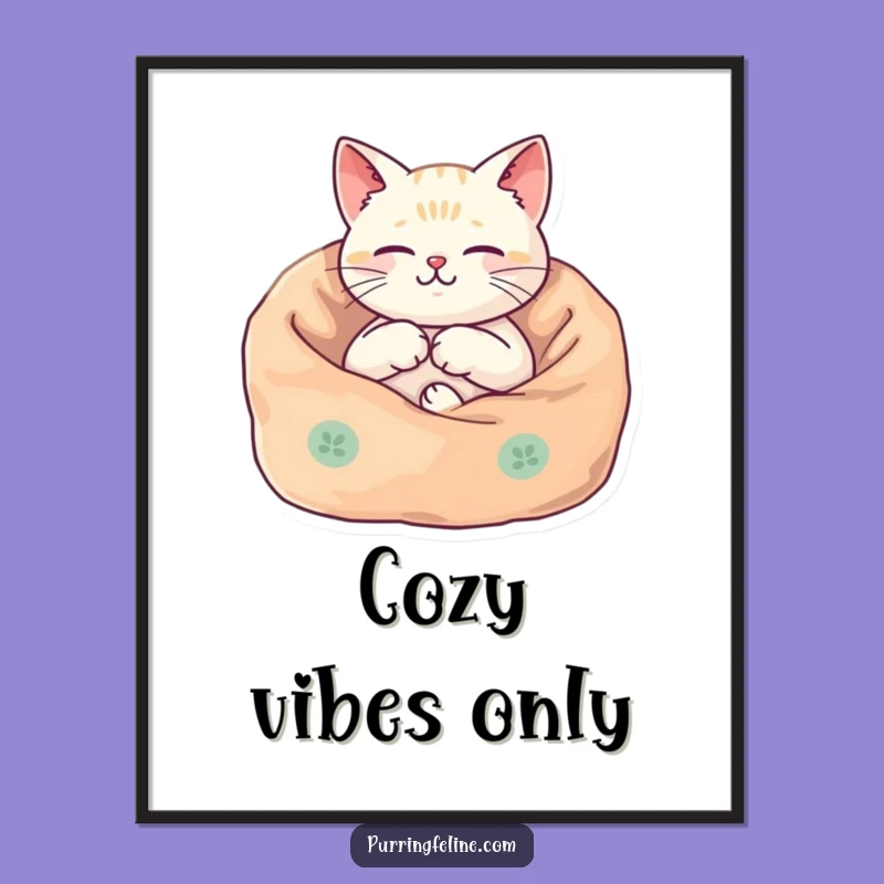 Funny Cozy Cat Digital Art: Instant Harmonious Comfort, Perfect Funny Gift Download
