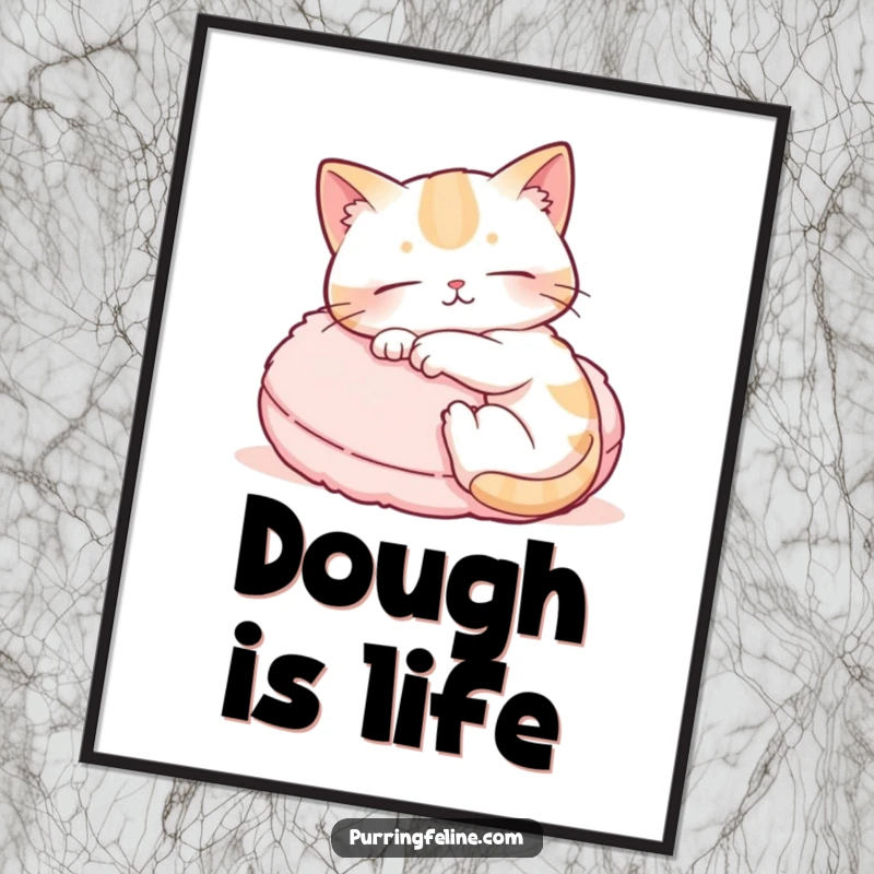 Funny digital art print of a cat's paws kneading a cushion, symbolizing comfort, happiness, and a touch of playful humor.