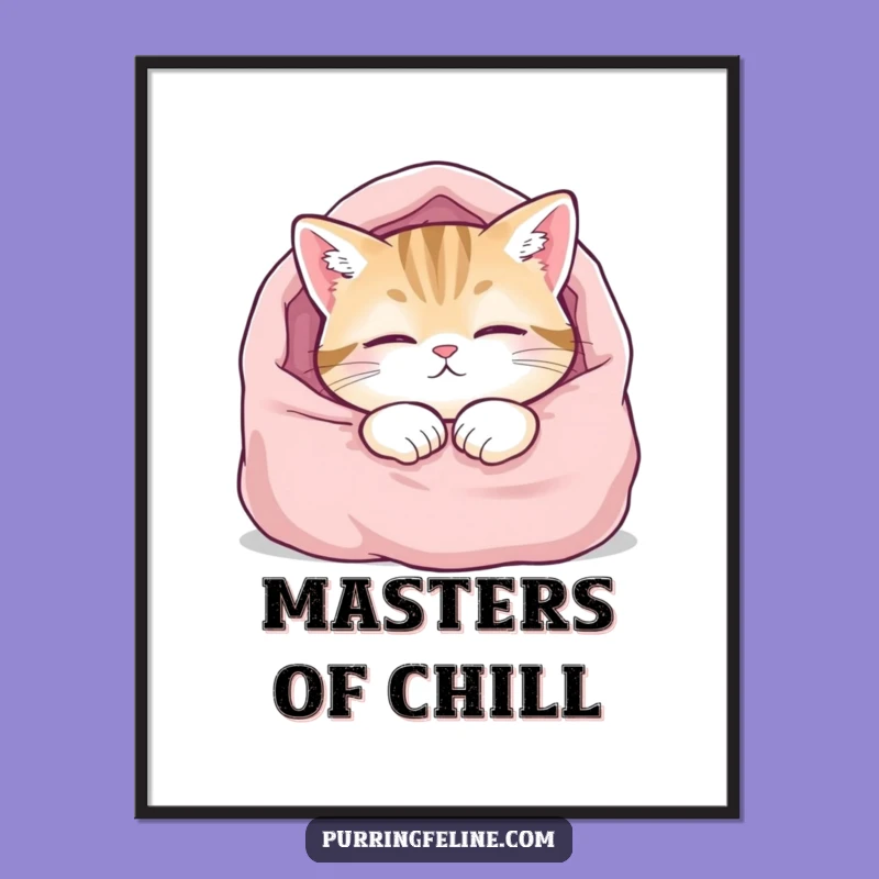 Funny Digital Art: Content Cat Cozy Nap Scene for Wall Decor, Humorous Gift