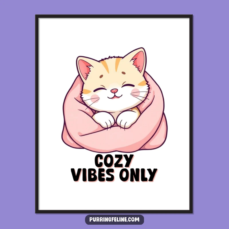 Funny Happy Cat Digital Art: Visible Purr Glow Decor - A Heartwarming Gift Impressed