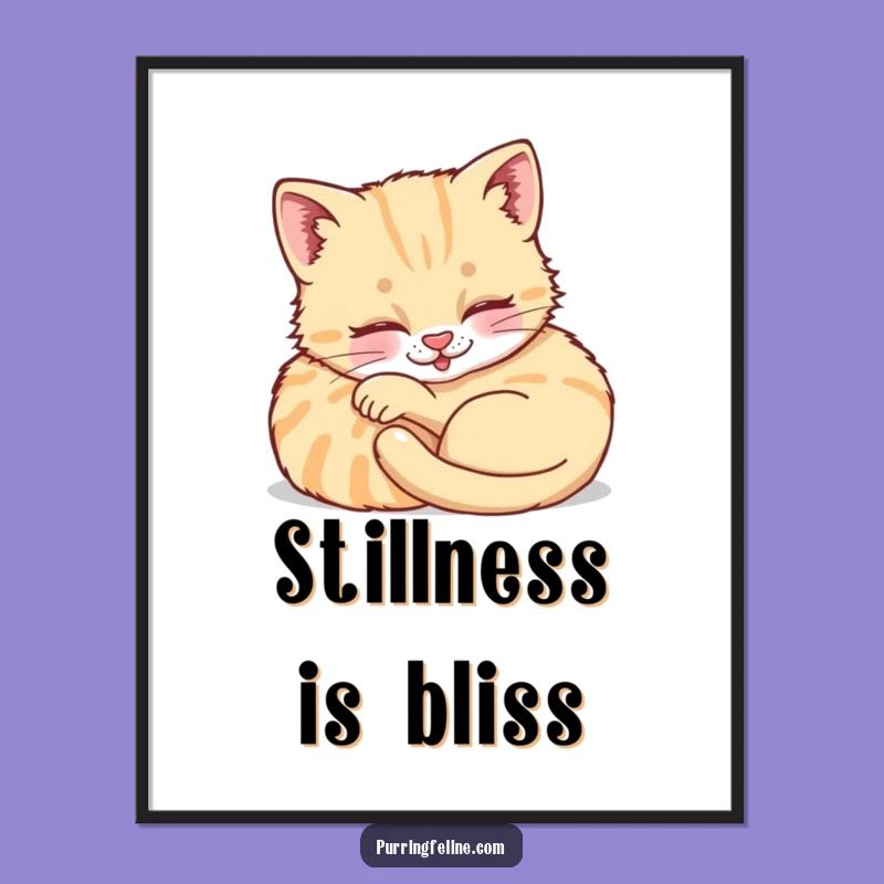 Funny Purring Cat Cub Digital Art: Cozy Kitten Download for Instant Cute Decor