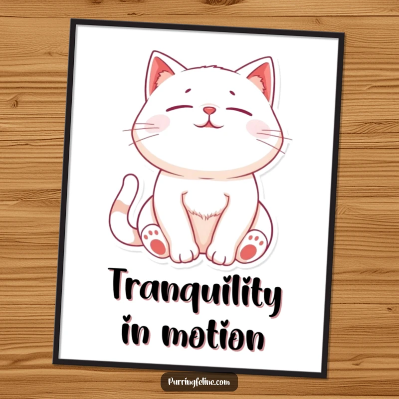 Funny Relaxed Cat Digital Art Print: Artwork of a cat whose chest gently rises and falls with tranquil purrs.