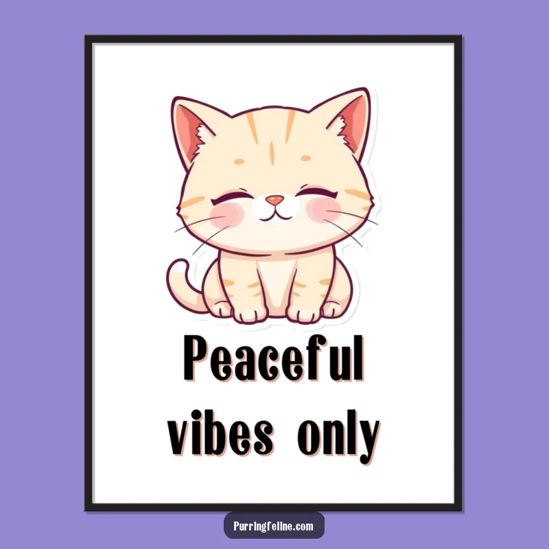 Funny Serene Cat Digital Art - Peaceful Feline Printable, Hilarious Decor Gift