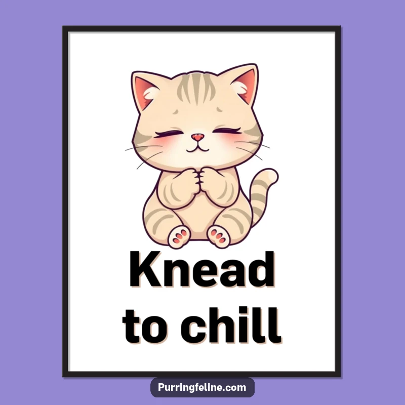 Funny Cat Kneading Digital Art - Serene Cat Wall Art, Instant Download Gift