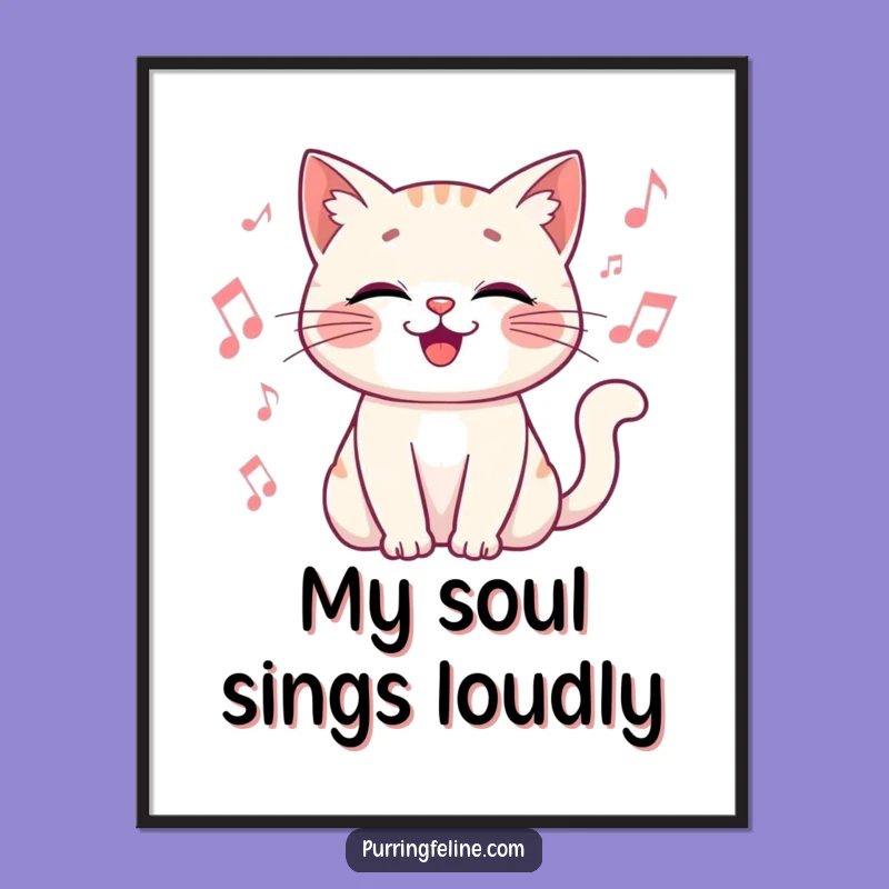Funny Happy Cat Music Digital Art - Vibrating Feline Printable, Hilarious Decor