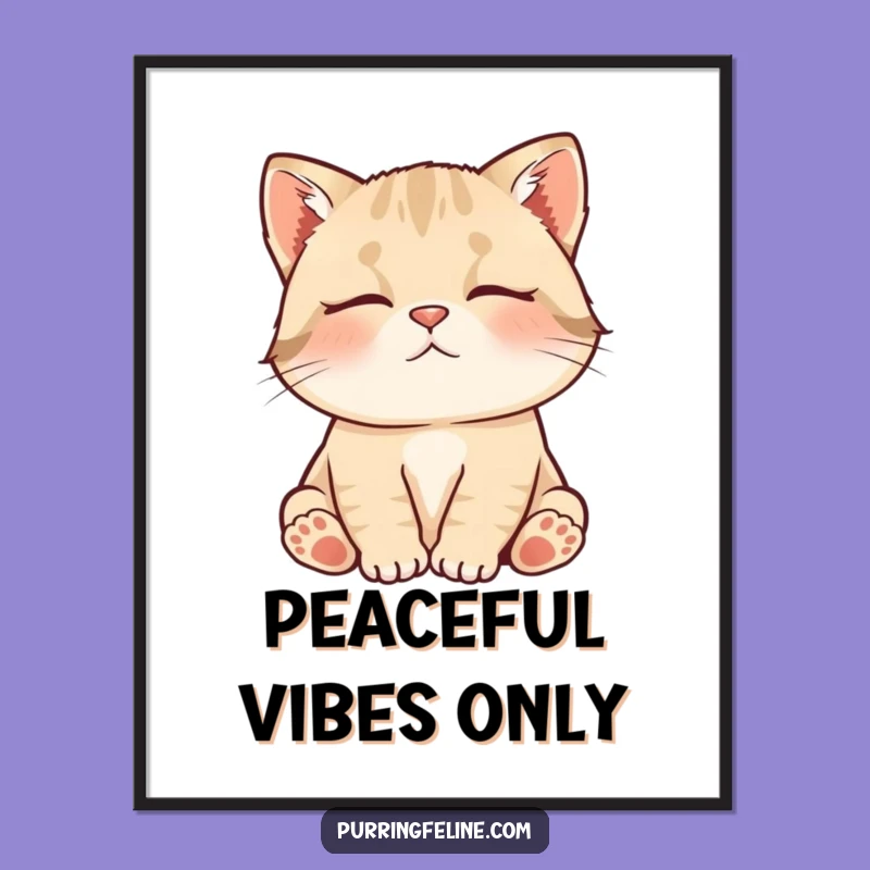 Funny Contented Cat Cub Murmuring Digital Art - Instant Humorous Decor