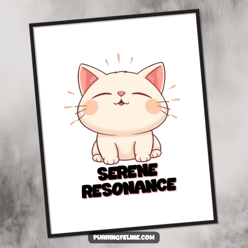 Funny digital art of a cat character with closed eyes emitting gentle, pulsating sound waves.