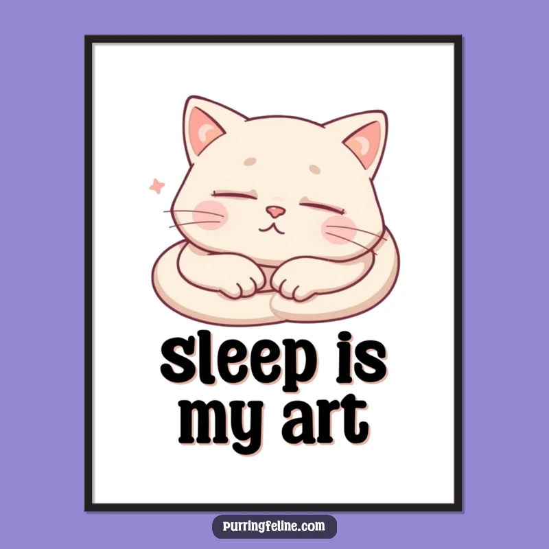 Funny Sleeping Cat Digital Print - Instant Hilarious Calm for Walls