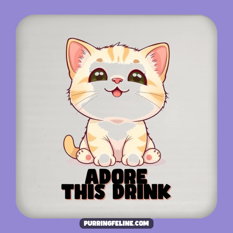 Funny Adoring Cat Cub Coaster - Protect Surfaces with Feline Sweetness