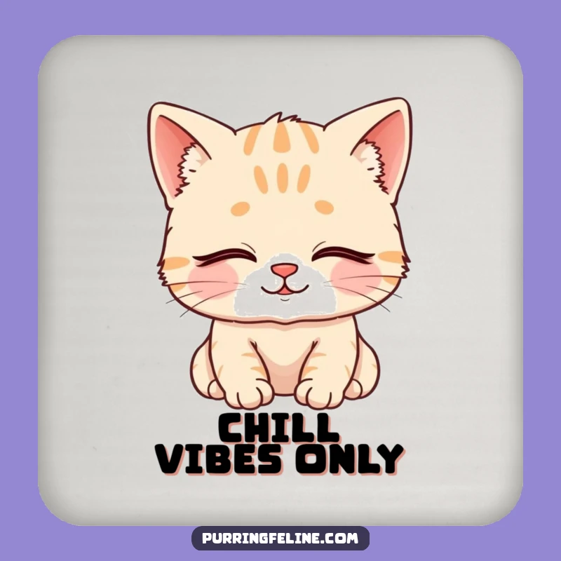 Funny Coaster: Content Cat Cub - Protect Surfaces with Peace!