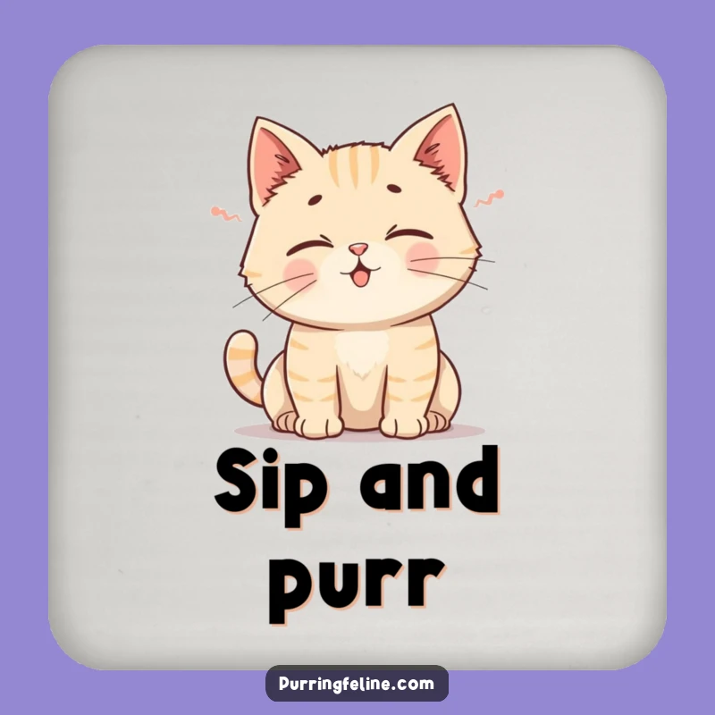 Funny Cat Rumble Drink Coaster: Bar Gift for Cat Lovers Protecting Surfaces with Purrs