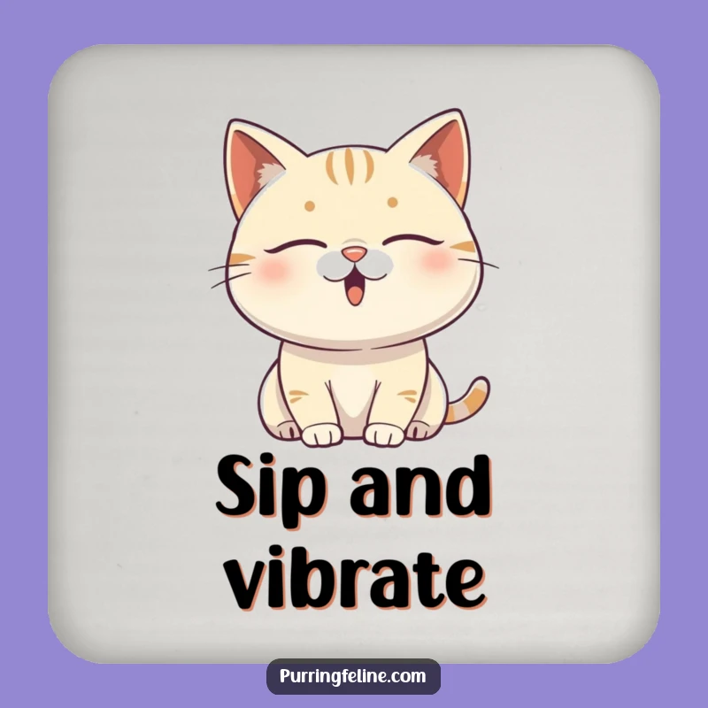 Funny Content Cat Vibrating Coaster: Protect Surfaces with Zen Feline Art, Great Funny Gift