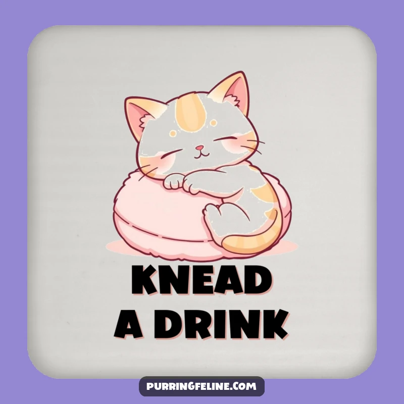 Funny Drink Coaster Set: Cat Kneading Protection, Humorous Home Gift