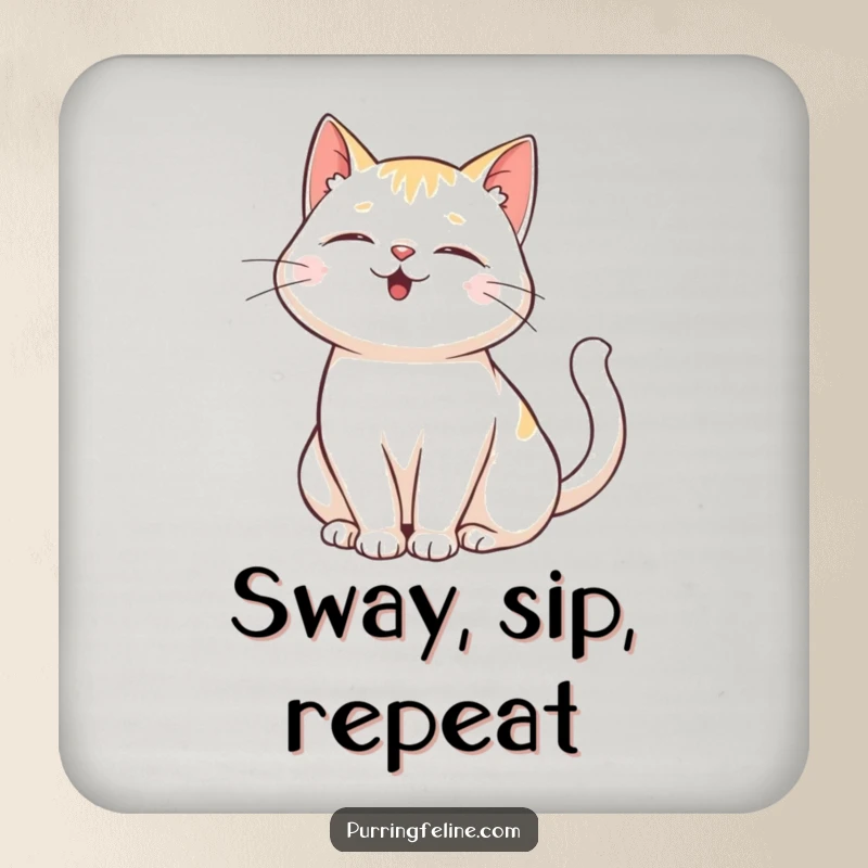 Funny Purring Cat Drink Coaster: A coaster featuring a purring cat whose tail is gently swaying in contentment.
