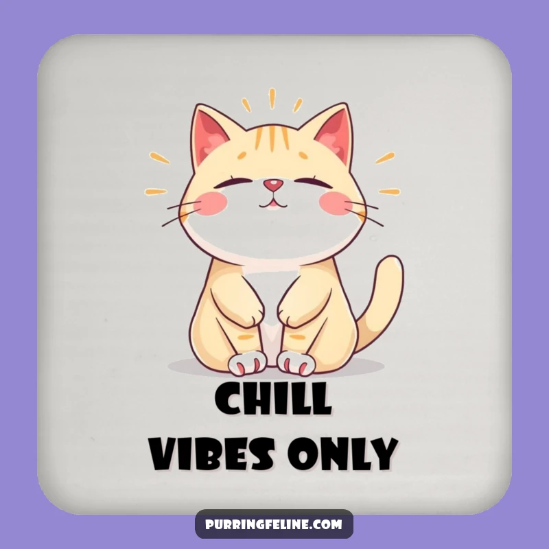 Funny Relaxed Cat Coaster: Steady Hum Protection, Perfect Funny Gift