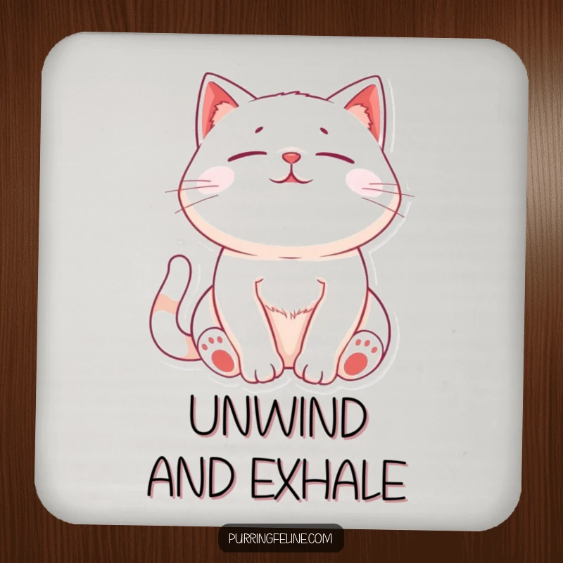 Funny Relaxed Cat Drink Coaster: A coaster featuring a cat whose chest gently rises and falls with peaceful purrs.