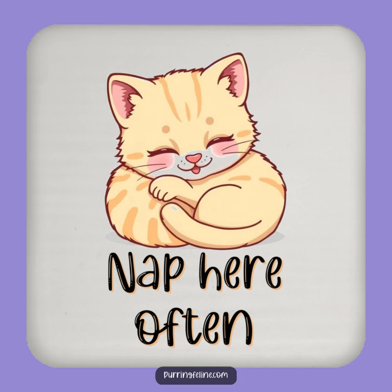Funny Purring Cat Cub Drink Coaster: Cozy Kitten Protection for Your Surfaces