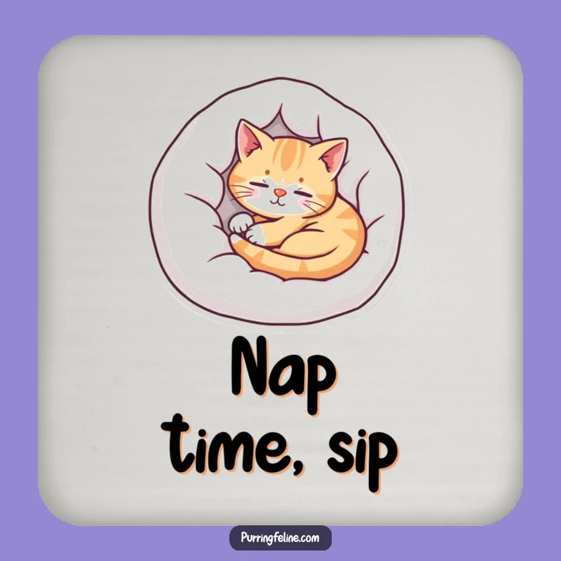 Cozy Cat Bed Drink Coaster - Funny Gift for Peaceful Table Protection