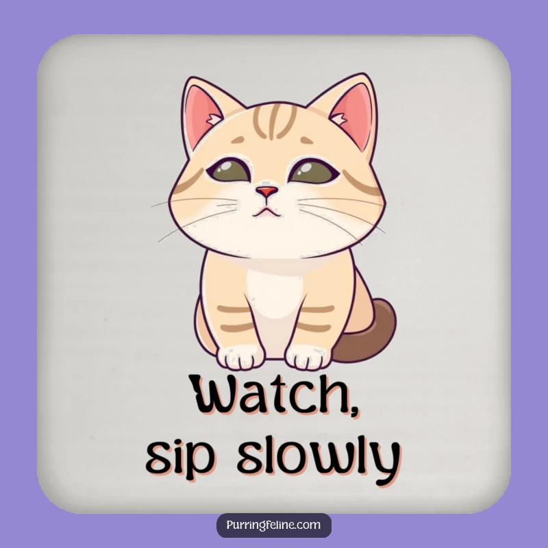 Peaceful Observer Cat Drink Coaster - Funny Gift for Calm Decor