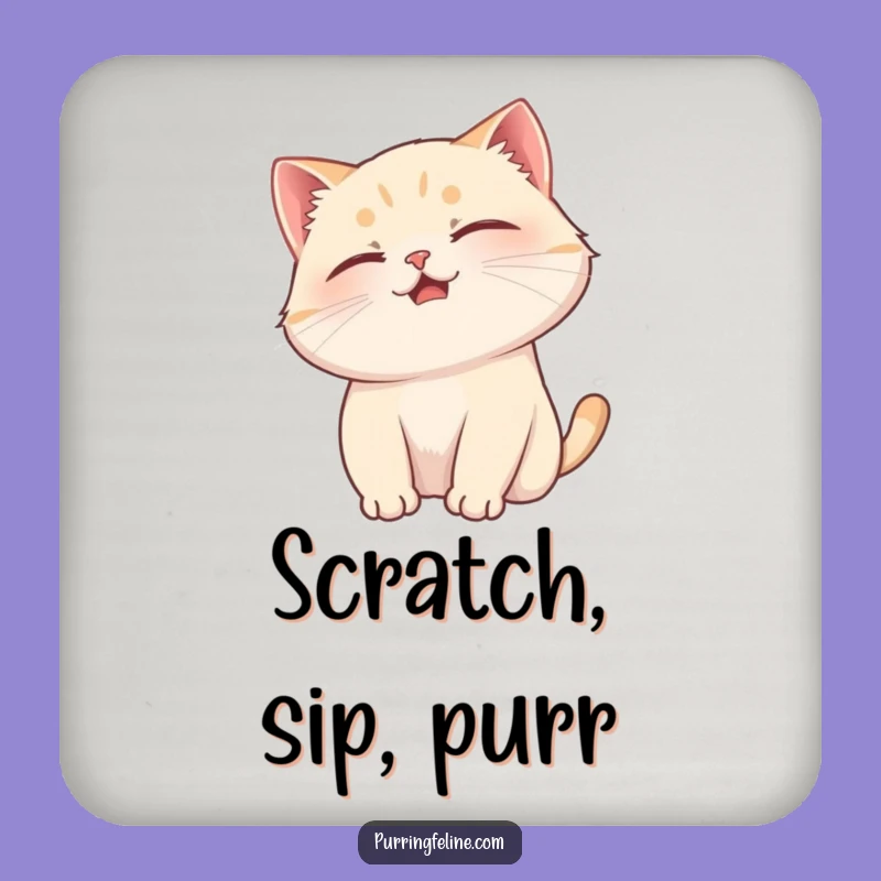 Purring Cat Head Scratch Drink Coaster - Funny Gift for Pet Lovers