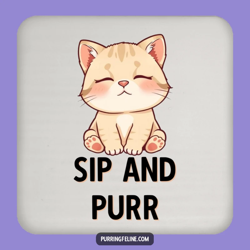 Funny Contented Cat Cub Murmuring Coaster - Protect Surfaces with Humor