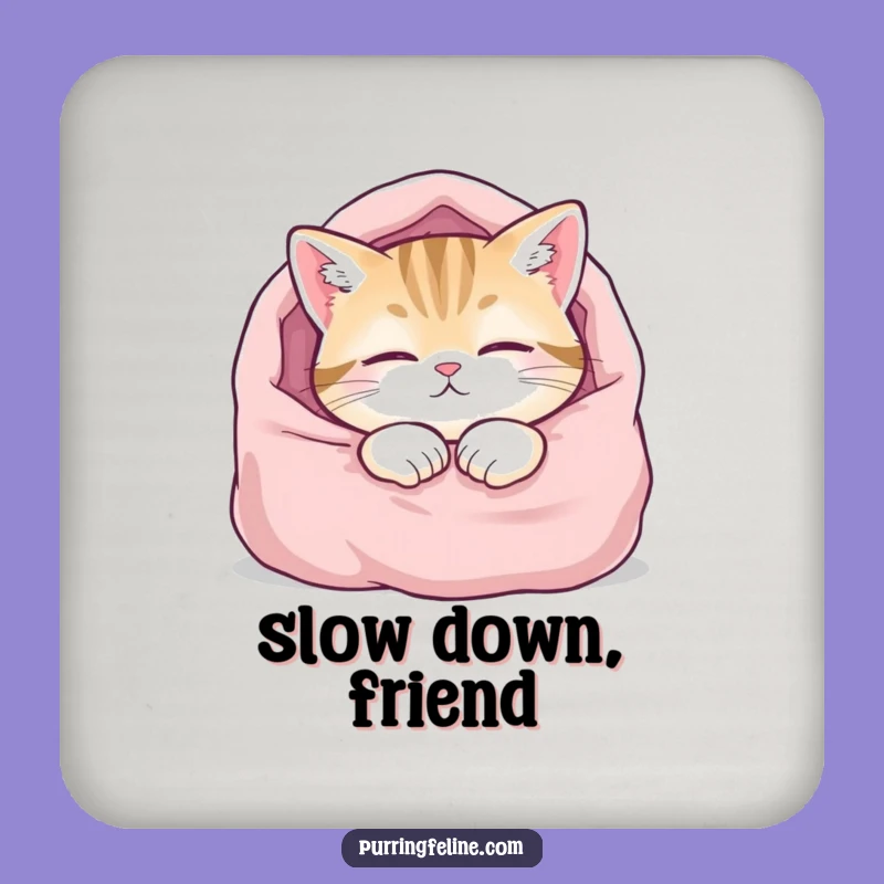 Funny Drink Coaster Set: Content Cat Nap Protection, Humorous Home Gift