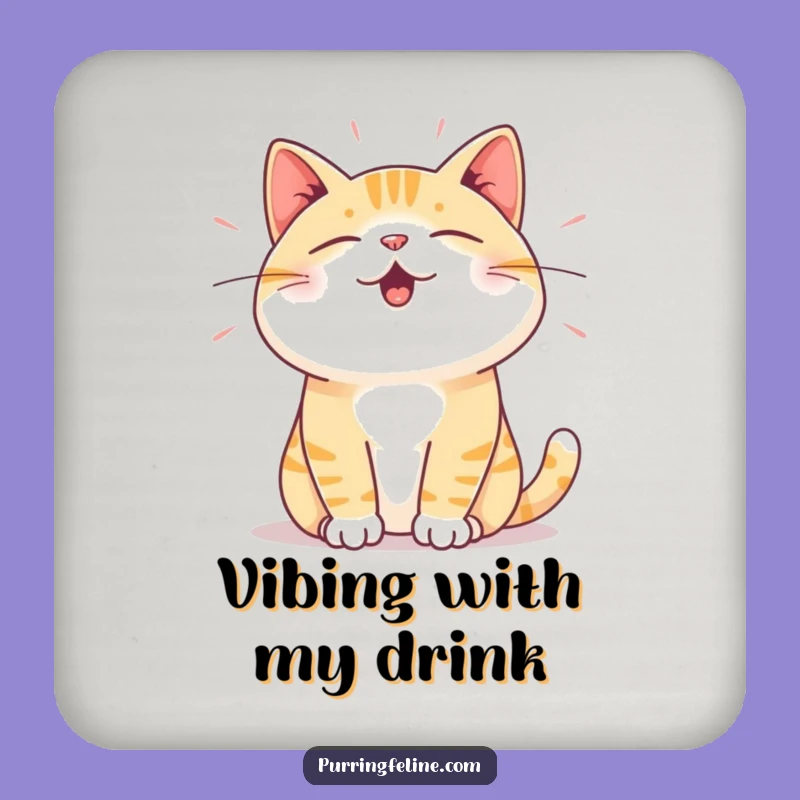 Funny Satisfied Cat Coaster - Vibration Drink Protector, Perfect Housewarming Gift