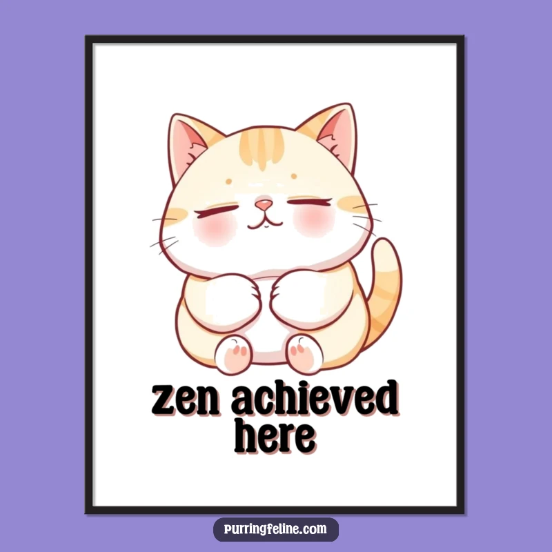 Funny Content Cat Purring Poster: Adorn Your Walls with Pure Bliss